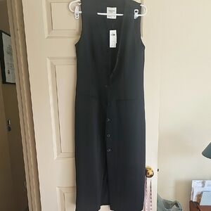 Abercrombie & Fitch Black Button-Down Midi Dress